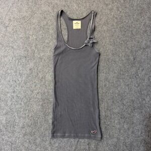 Hollister Y2k Vintage So Cal Stretch Gray Bow Ribbed Tank Top Women's Size Small